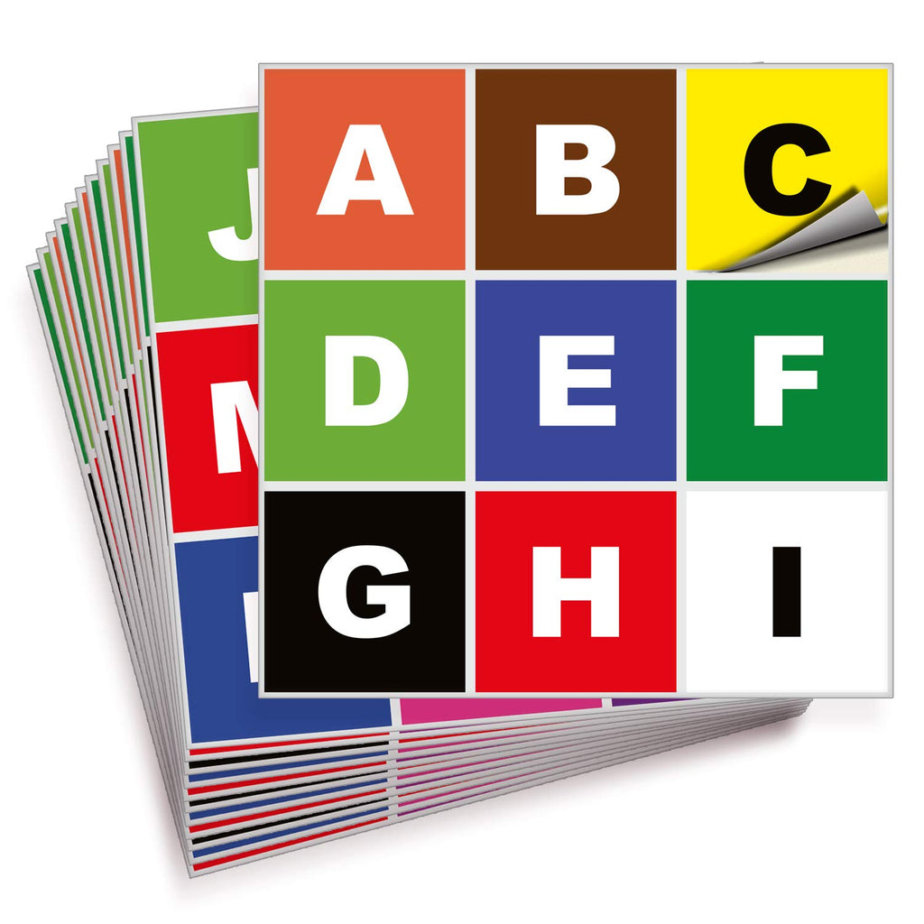 Square Letters Stickers - A to Z
