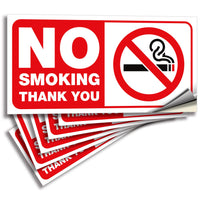 No Smoking Stickers – 4 x 2 in Vinyl, 6-Pack, Color & Mounting Options