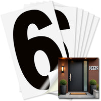 Number 6 black on white background, 6 inch vinyl sticker