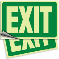 Glow in the Dark Exit Sign – Green & White, Photoluminescent, 10 x 7 in