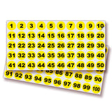 Consecutive Number Stickers 1–100 – Round Vinyl Labels, 7 Colors