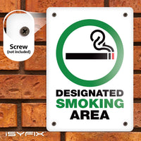 Designated Smoking Area aluminum sign, style C (green & black), 7 x 10 in