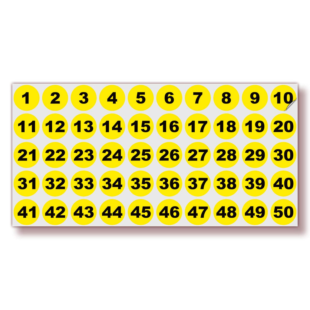 Consecutive Number Stickers - 1 to 50