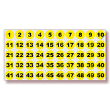 Consecutive Number Stickers 1–50 — Vinyl Inventory & Bin Labels