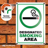 Designated Smoking Area aluminum sign, style D (green & black, framed), 7 x 10 in