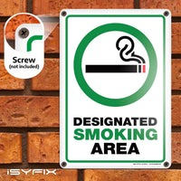 Designated Smoking Area aluminum sign, style D (green & black, framed), 7 x 10 in