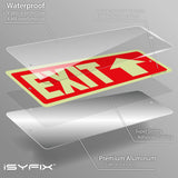 Glow in the dark exit sign with arrows — aluminum, up arrow, 12 x 4 inch