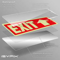 Glow in the dark exit sign with arrows — aluminum, up arrow, 12 x 4 inch