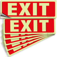 Glow in the dark exit sign with arrows — adhesive vinyl, standard, 12 x 4 inch