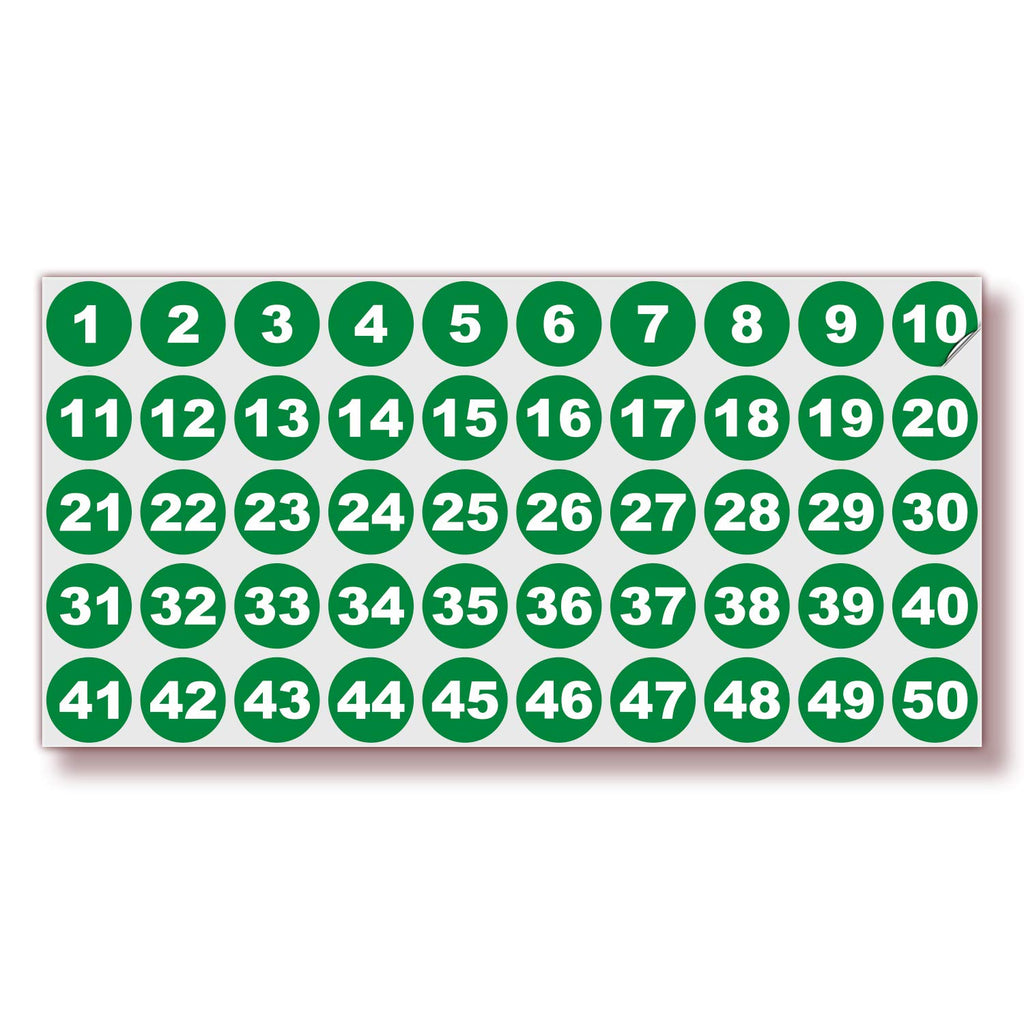 Consecutive Number Stickers - 1 to 50