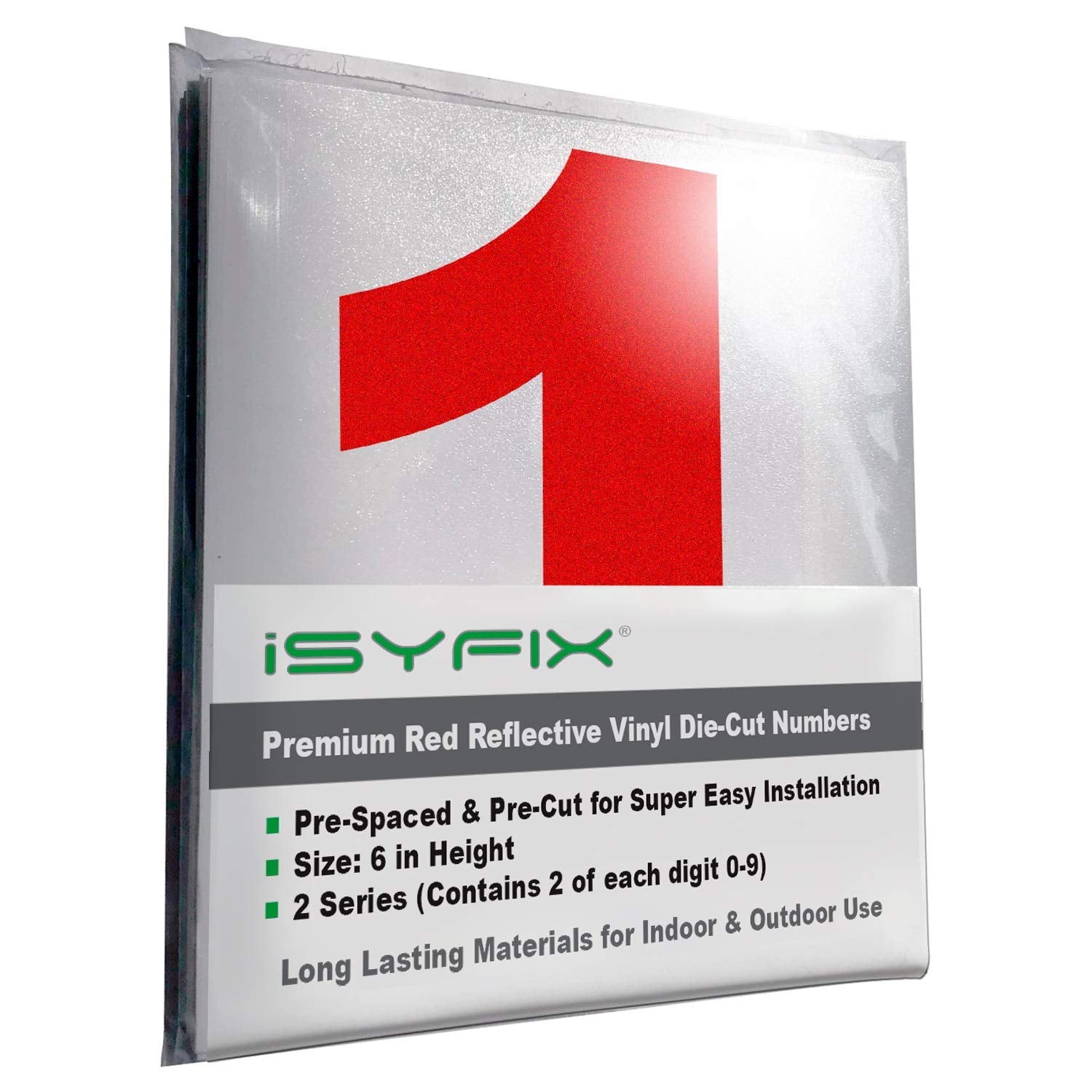 iSYFIX vinyl number stickers – Reflective Red