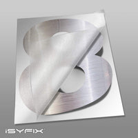 iSYFIX vinyl number stickers – Silver Brushed