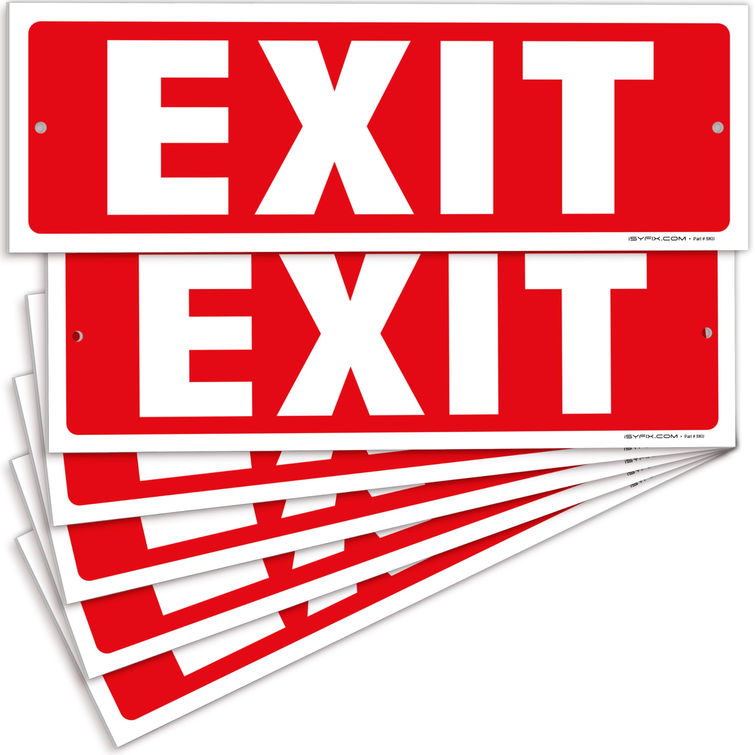 Exit sign with directional arrows — plastic, standard, 12 x 4 inch