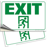 Exit Sign Stickers – Two-Tone Vinyl Decals, 2-Pack, 10 x 7 in