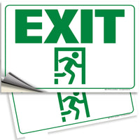 Exit Sign Stickers – Two-Tone Vinyl Decals, 2-Pack, 10 x 7 in