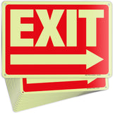 Glow in the Dark Exit Signs – Red, Arrow Options, 10 x 7 in