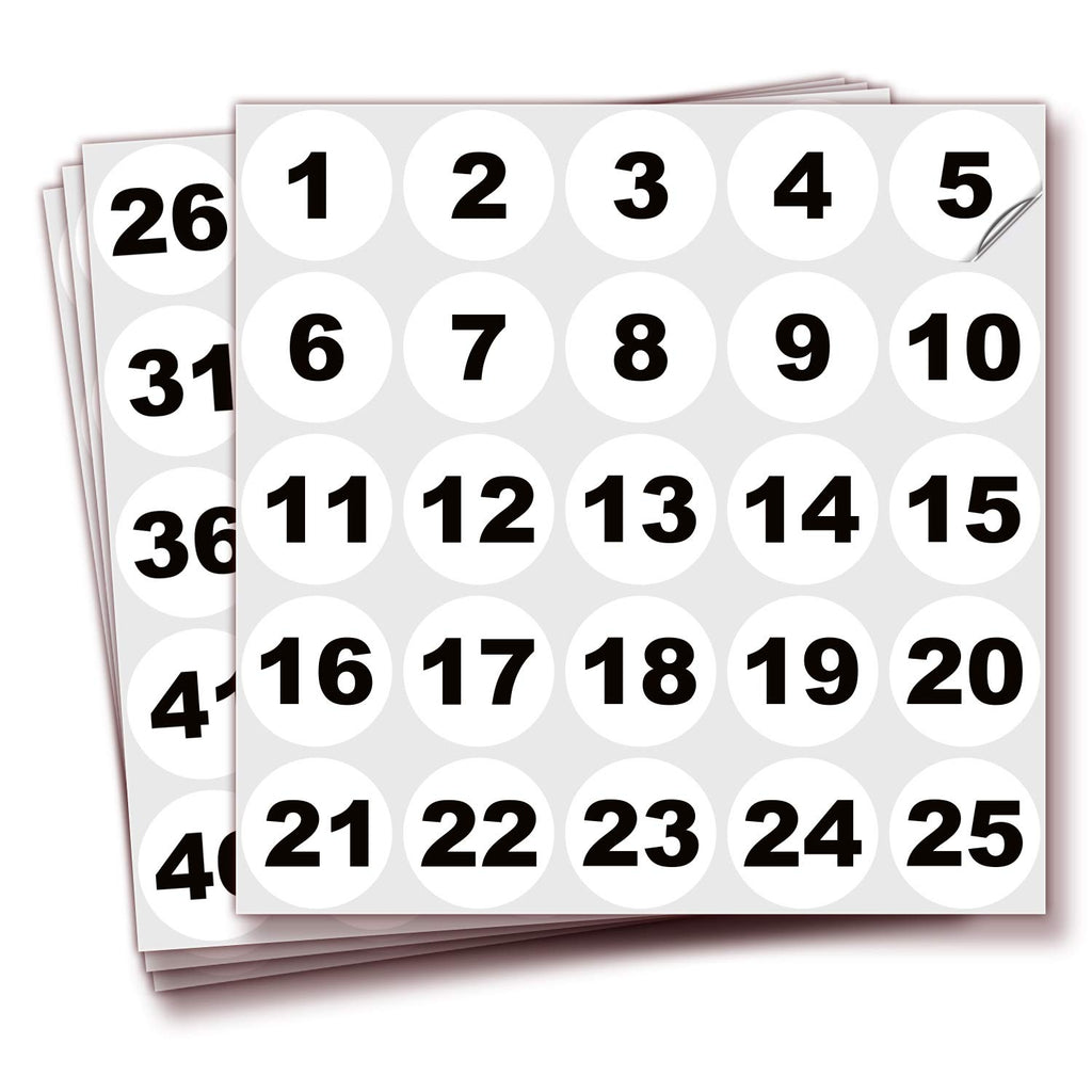 Consecutive Number Stickers - 1 to 100