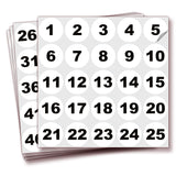 Consecutive Number Stickers 1–100 – Round Vinyl Labels, 7 Colors