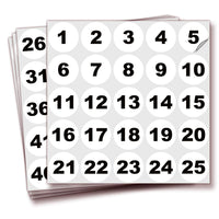 Consecutive Number Stickers 1–100 – Round Vinyl Labels, 7 Colors