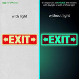 Glow in the dark exit sign with arrows — adhesive vinyl, right & left, 12 x 4 inch