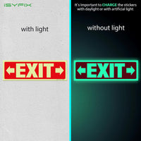 Glow in the dark exit sign with arrows — adhesive vinyl, right & left, 12 x 4 inch