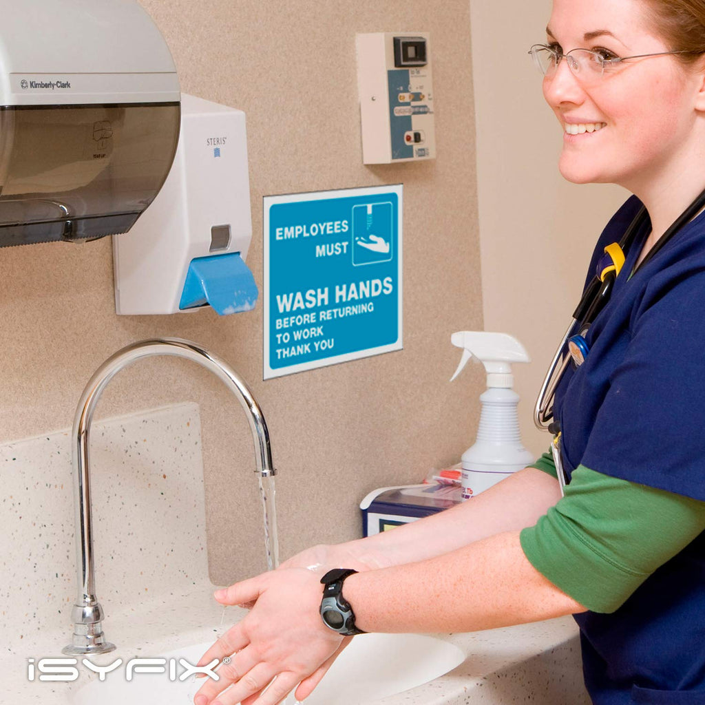 Employees Must Wash Hands Signs Stickers