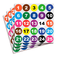 Consecutive Number Stickers 1–100 – Round Vinyl Labels, 7 Colors