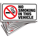 No Smoking Vehicle Stickers – 3 x 1.5 in, 6-Pack, Design & Mounting Options