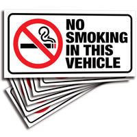 No Smoking Vehicle Stickers – 3 x 1.5 in, 6-Pack, Design & Mounting Options