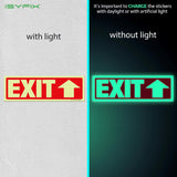 Glow in the dark exit sign with arrows — adhesive vinyl, up arrow, 12 x 4 inch