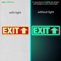 Glow in the dark exit sign with arrows — adhesive vinyl, up arrow, 12 x 4 inch