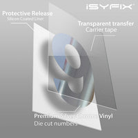 iSYFIX vinyl number stickers – Silver Chrome