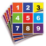 Square Consecutive Number Stickers 1–50 – Vinyl Labels, 7 Colors