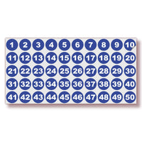 Consecutive Number Stickers 1–50 — Vinyl Inventory & Bin Labels
