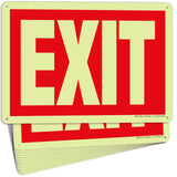 Glow in the Dark Exit Signs – Red, Arrow Options, 10 x 7 in