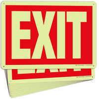 Glow in the Dark Exit Signs – Red, Arrow Options, 10 x 7 in