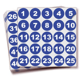 Consecutive Number Stickers 1–100 – Round Vinyl Labels, 7 Colors