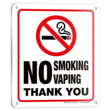 No Smoking No Vaping Sign – Aluminum, Vinyl & Plastic, 3 Sizes