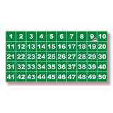Square Consecutive Number Stickers 1–50 – Vinyl Labels, 7 Colors