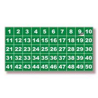 Square Consecutive Number Stickers 1–50 – Vinyl Labels, 7 Colors