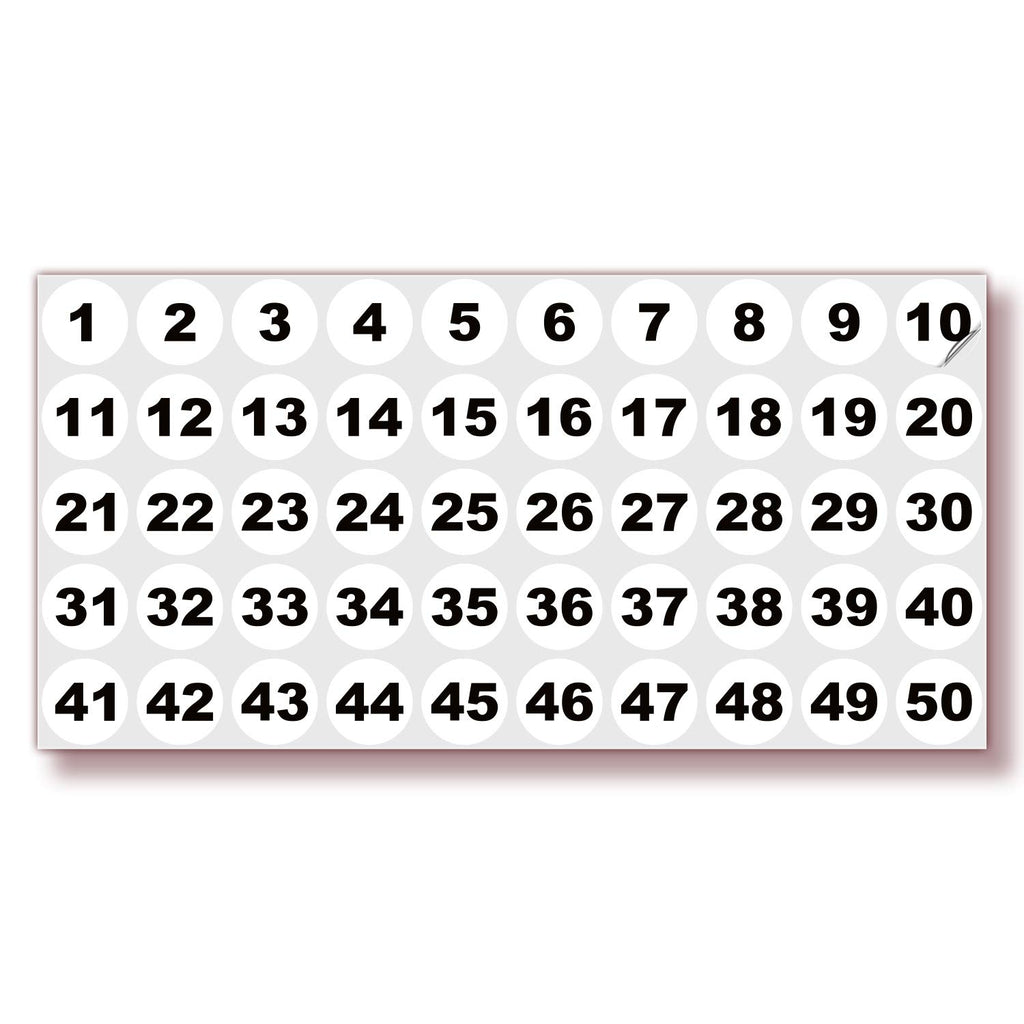 Consecutive Number Stickers - 1 to 50