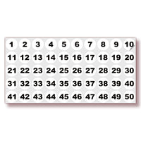 Consecutive Number Stickers 1–50 — Vinyl Inventory & Bin Labels