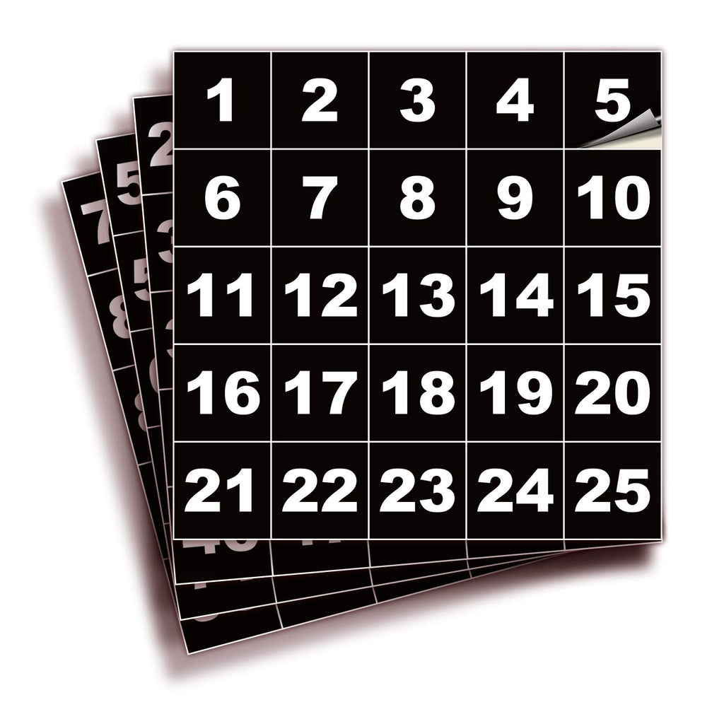Square Consecutive Number Stickers - 1 to 100