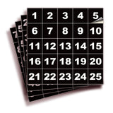 Square Consecutive Number Stickers 1–100 – Vinyl Labels, 7 Colors