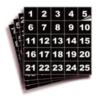 Square Consecutive Number Stickers 1–100 – Vinyl Labels, 7 Colors