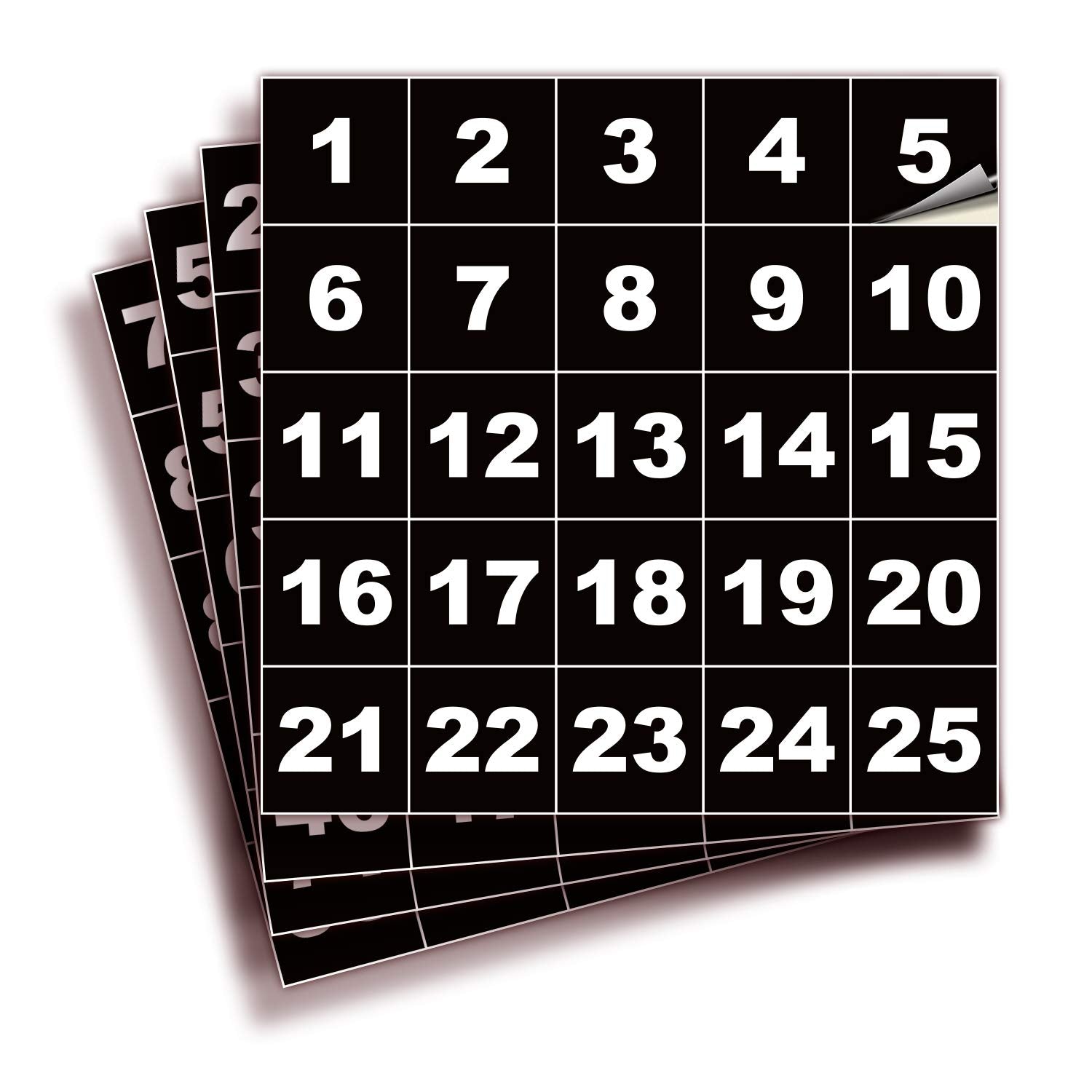 Square Consecutive Number Stickers - 1 to 100