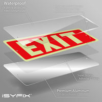 Glow in the dark exit sign with arrows — aluminum, standard, 12 x 4 inch