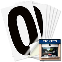 Number 0 black on white background, 4 inch vinyl sticker