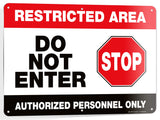 Restricted Area Signs – Aluminum, Vinyl & Plastic, 10 x 7 & 14 x 10 in