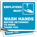 Employees Must Wash Hands Signs Stickers